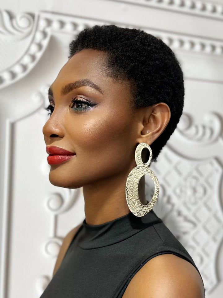 Twiga Textured Oval Drop Earrings - Trufacebygrace