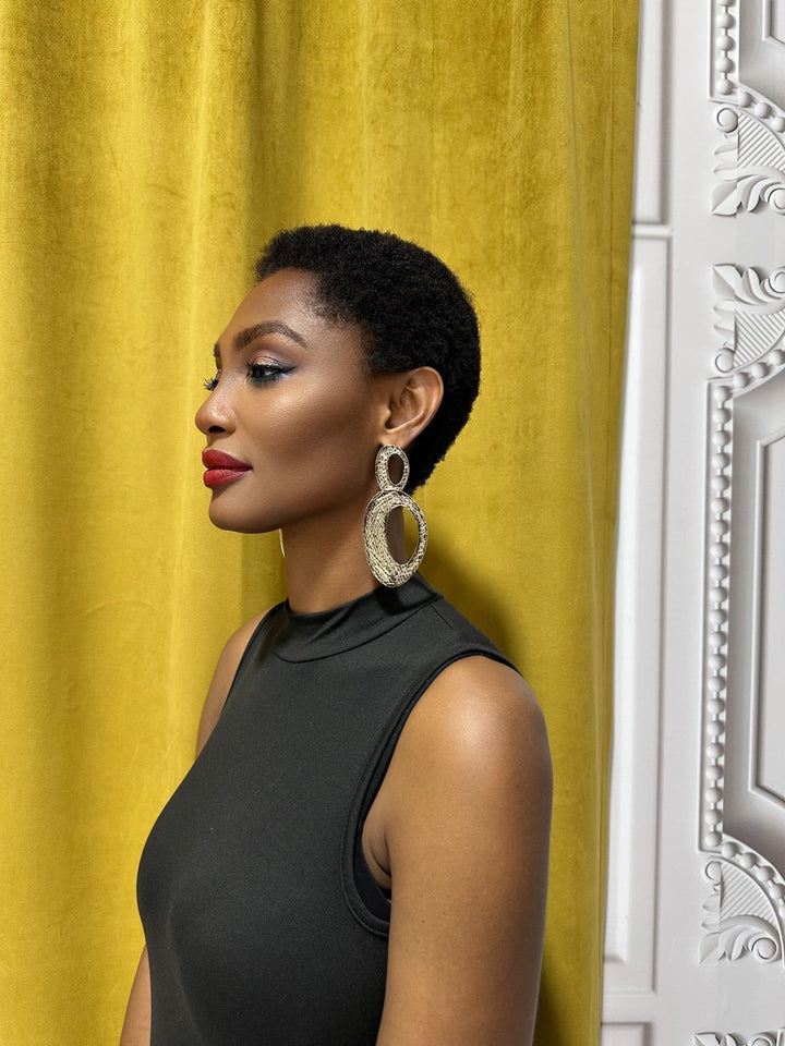 Twiga Textured Oval Drop Earrings - Trufacebygrace