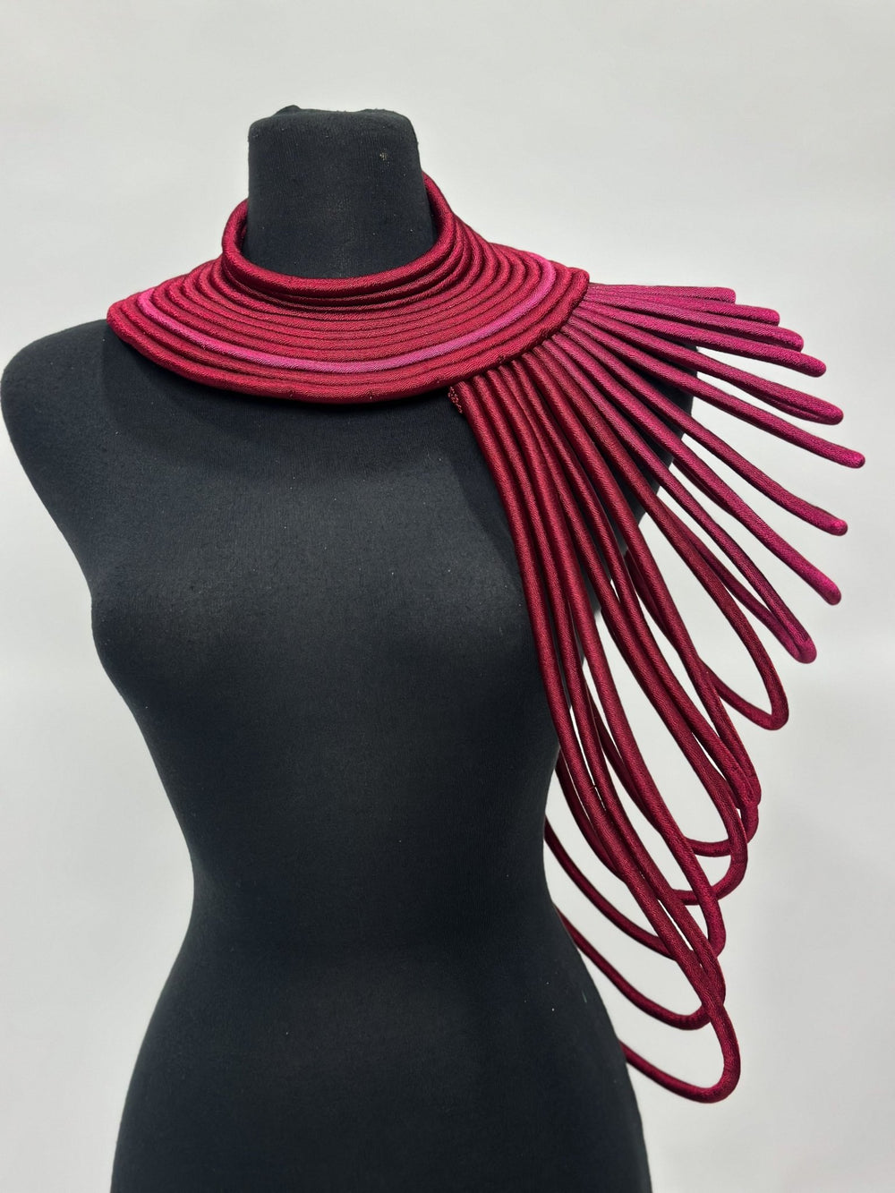 Ubuntu Goddess Statement Necklace - One shoulder burgundy - Trufacebygrace