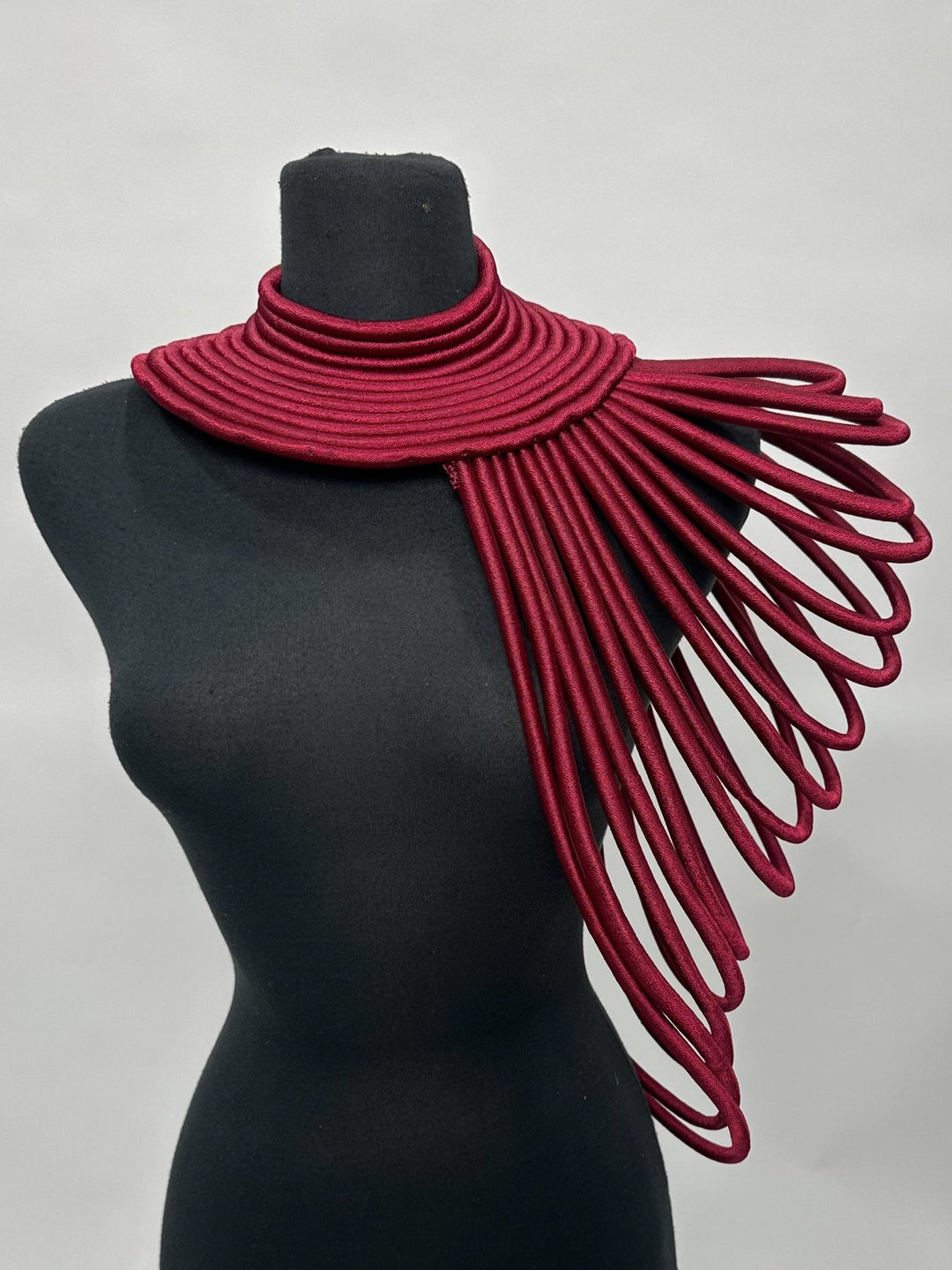 Ubuntu Goddess Statement Necklace - One shoulder burgundy - Trufacebygrace