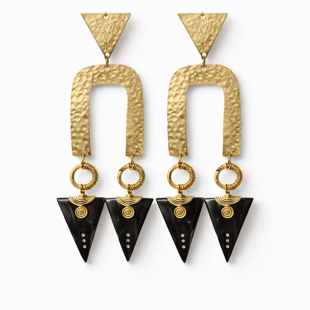 Unevee Hammered Brass and Horn Earrings - Trufacebygrace