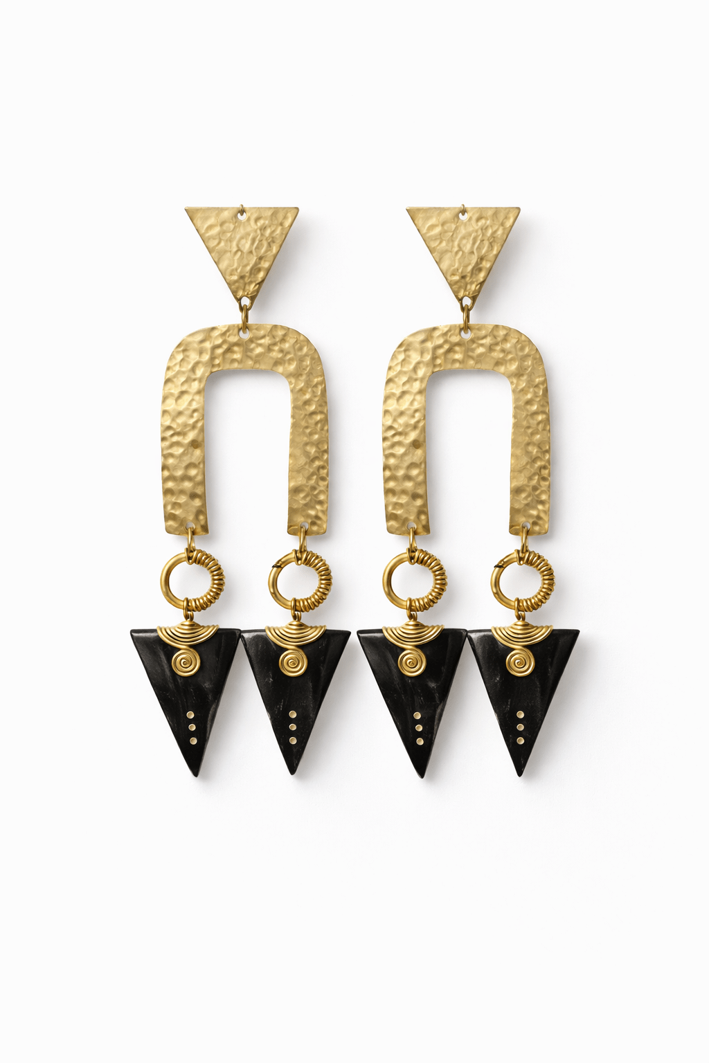 Unevee Hammered Brass and Horn Earrings - Trufacebygrace