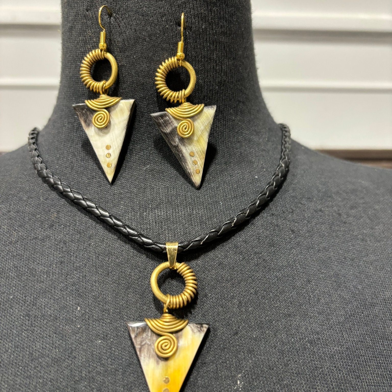 Unisex Horn Earrings / Necklace Set - Akinyi - Trufacebygrace