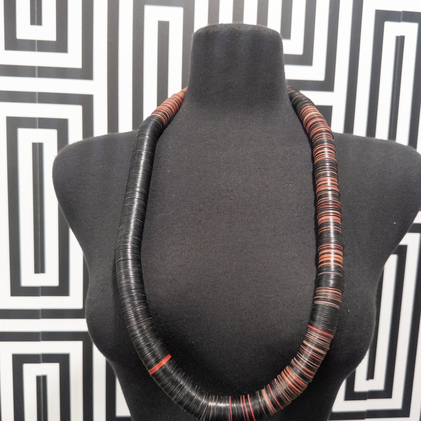 Unisex vintage vinyl/kofi beads necklace - Trufacebygrace