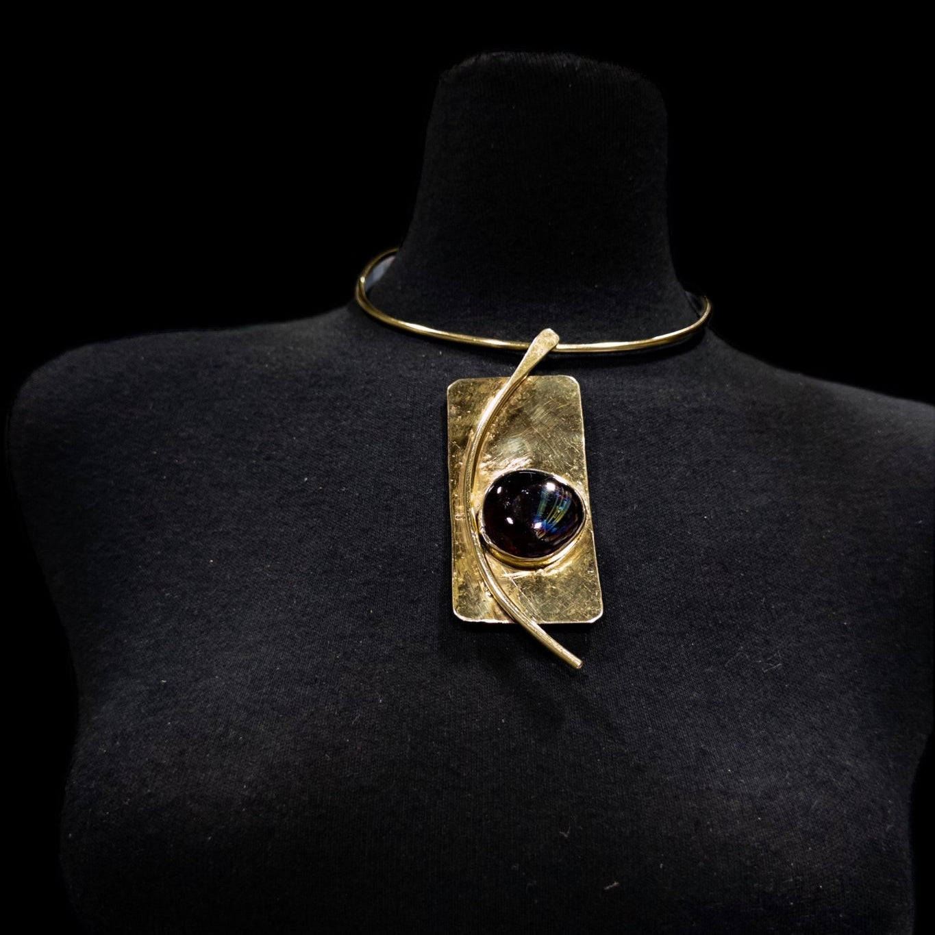Upinde rectangle Brass with Glass Stone Necklace - Trufacebygrace