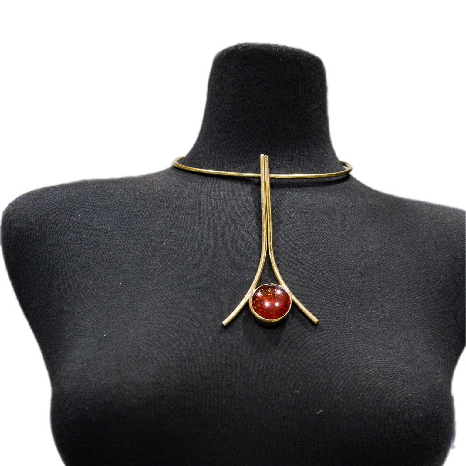 Upinde Tower Brass with Glass Stone Necklace - Trufacebygrace