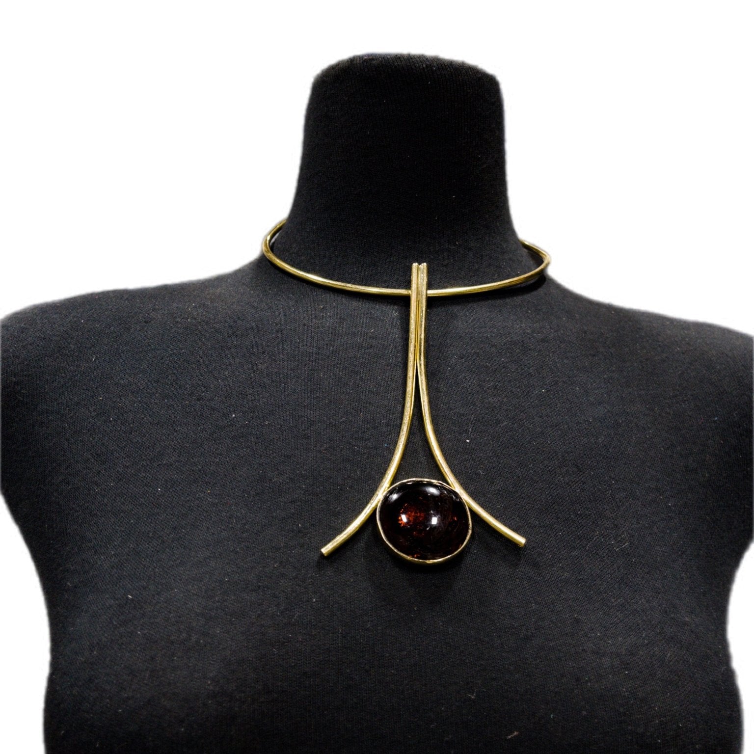 Upinde Tower Brass with Glass Stone Necklace - Trufacebygrace