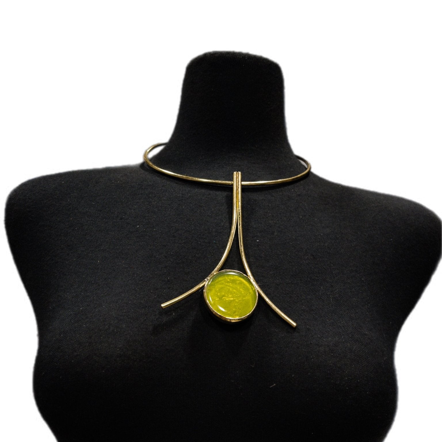 Upinde Tower Brass with Glass Stone Necklace - Trufacebygrace
