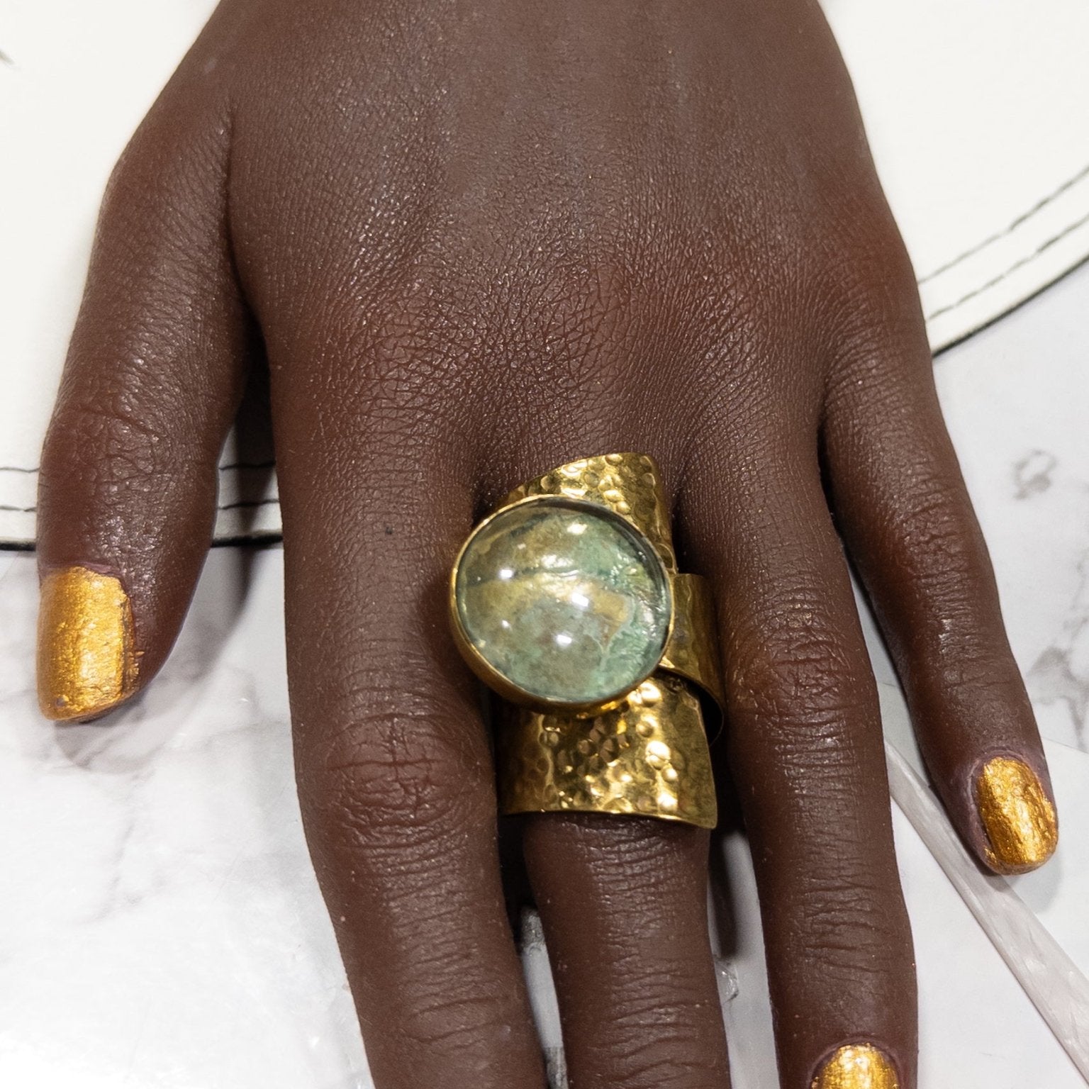 UPINDE Wraparound stone and Brass Ring - Trufacebygrace