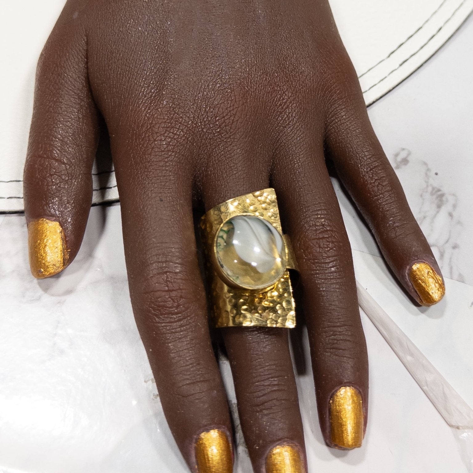 UPINDE Wraparound stone and Brass Ring - Trufacebygrace