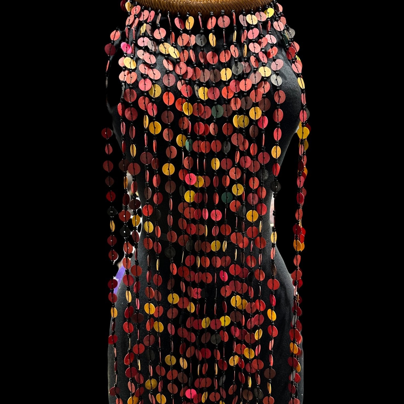 Vintage Kofi Beads and leather statement Necklace - Trufacebygrace