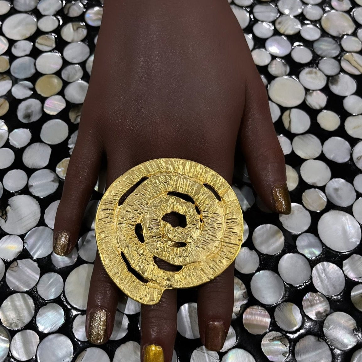 Vortex Plated Brass Statement Adjustable Ring - Trufacebygrace