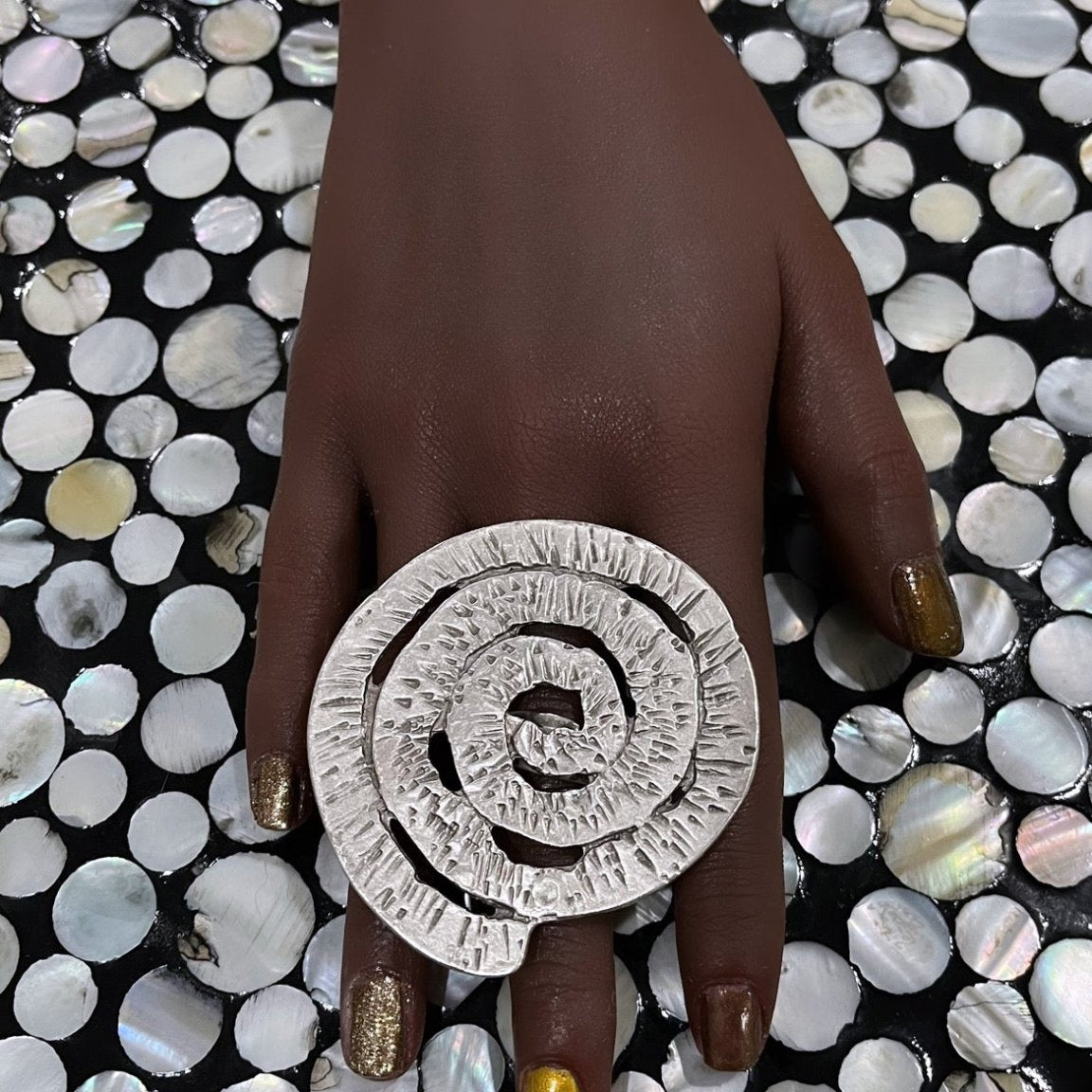 Vortex Plated Brass Statement Adjustable Ring - Trufacebygrace