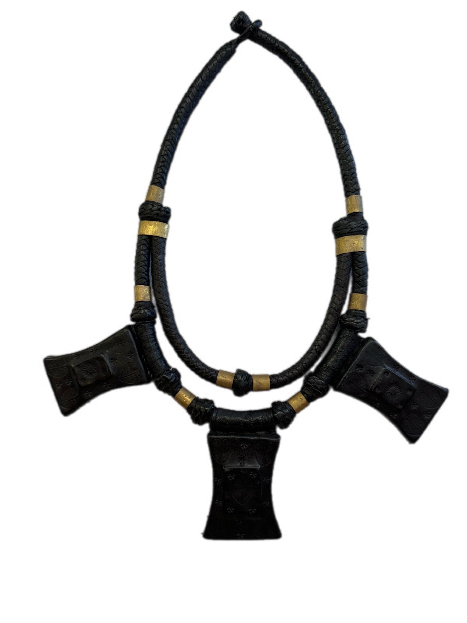 Wari Battle Axe Pendant Leather Necklace - Trufacebygrace