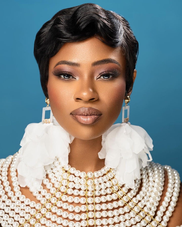 White Nonso Square top flower petal earrings - Trufacebygrace