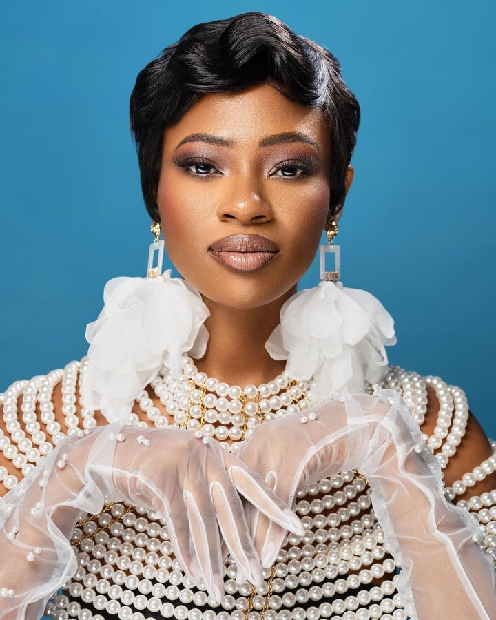 White Nonso Square top flower petal earrings - Trufacebygrace