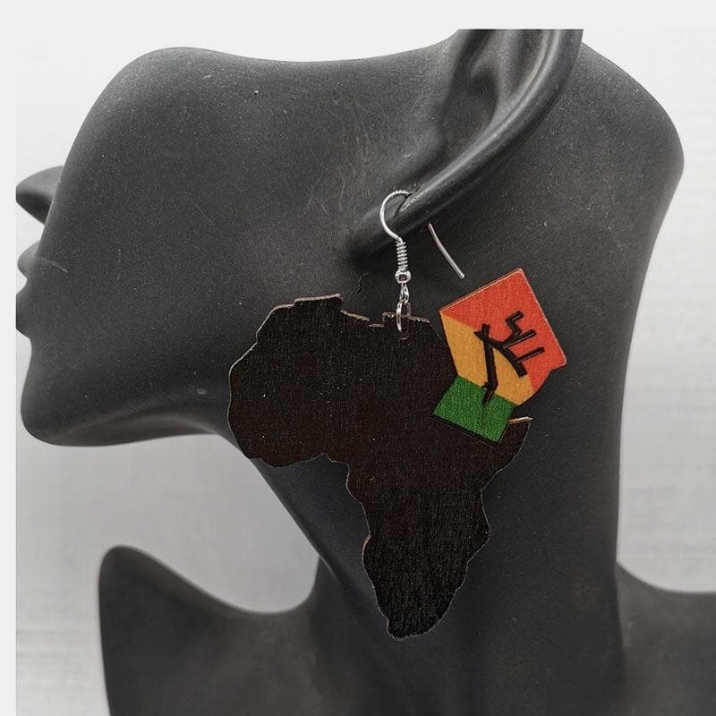 Wooden Africa Map with symbols - Trufacebygrace