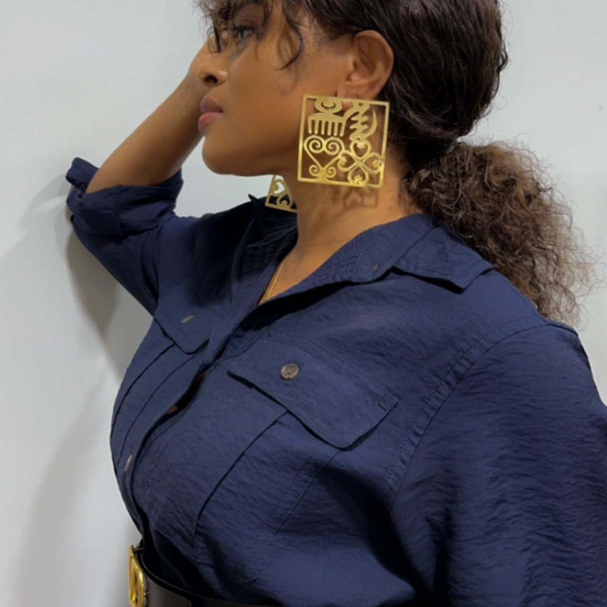 Yekrom Adinkra Symbols statement stud earrings - Trufacebygrace