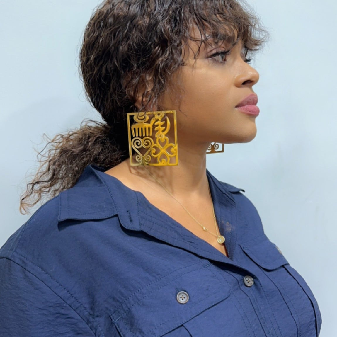 Yekrom Adinkra Symbols statement stud earrings - Trufacebygrace