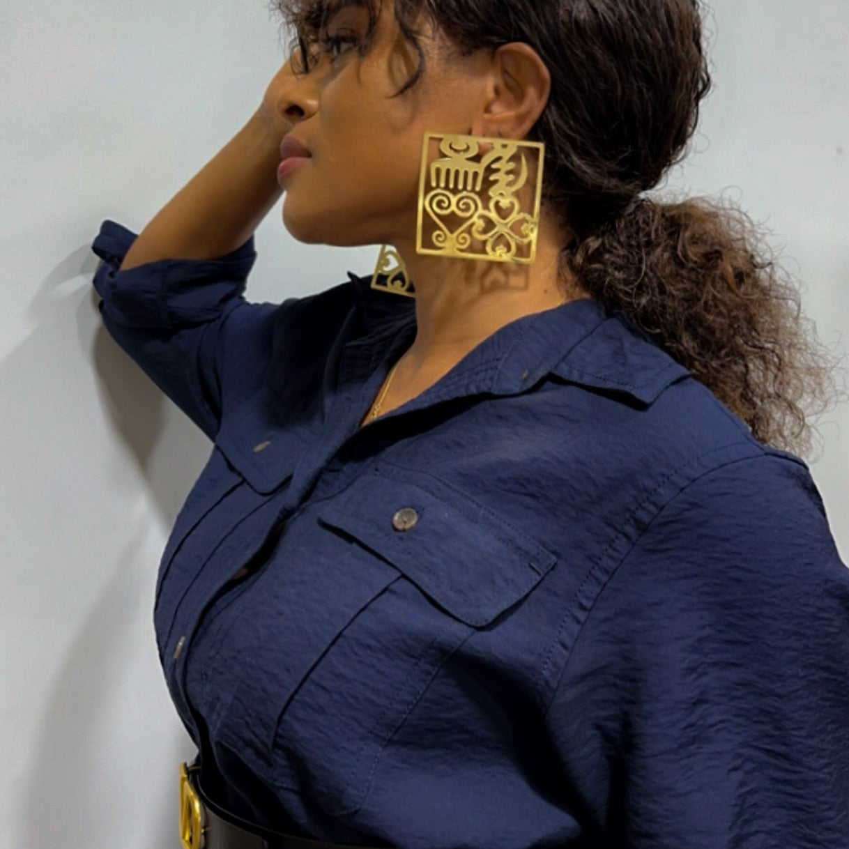 Yekrom Adinkra Symbols statement stud earrings - Trufacebygrace