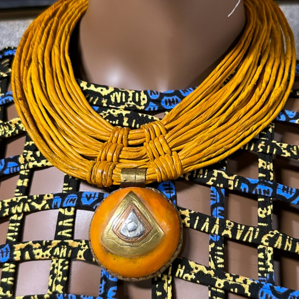 Zai leather and African Amber Necklace - Trufacebygrace
