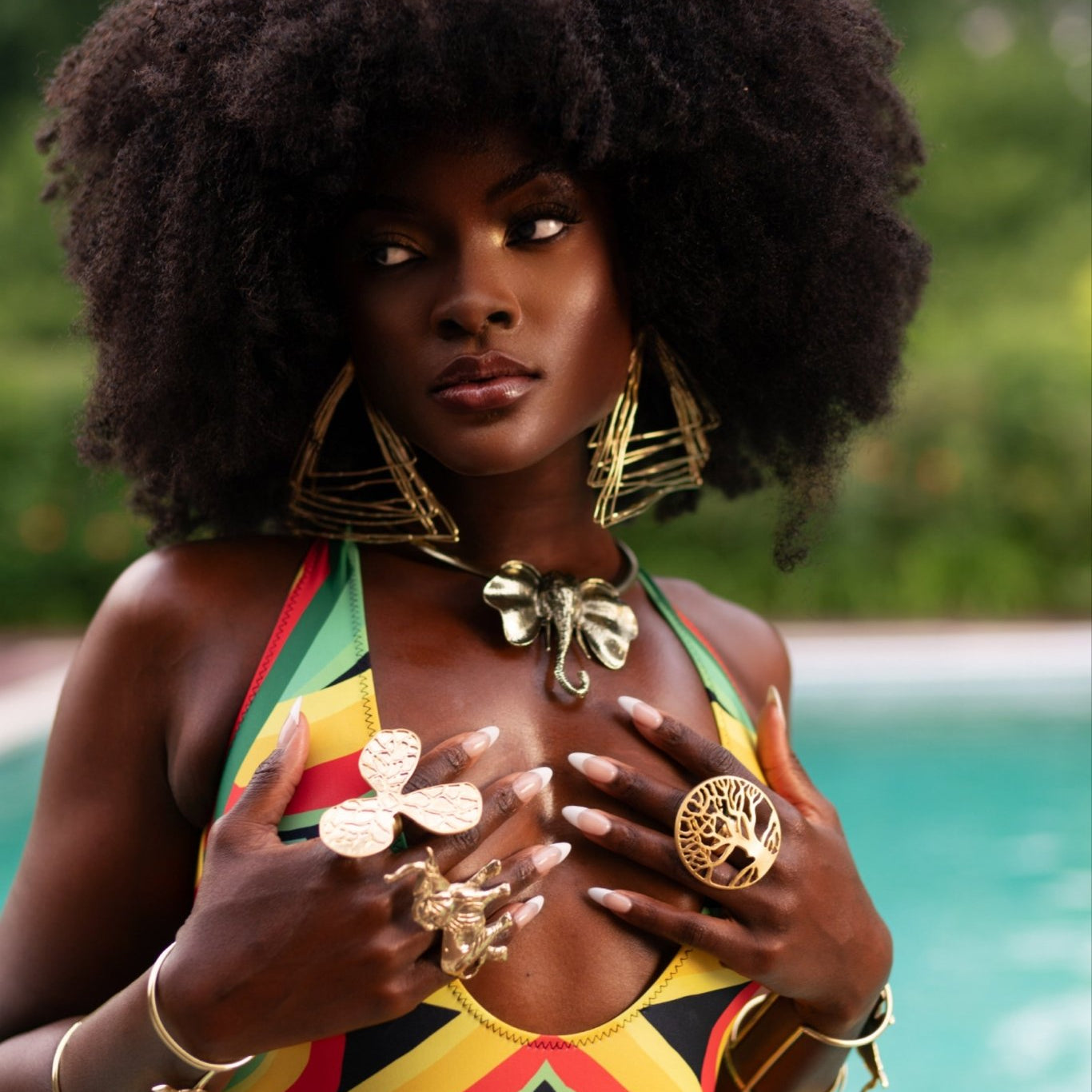 Zamunda multi strand Triangle Earrings - Trufacebygrace
