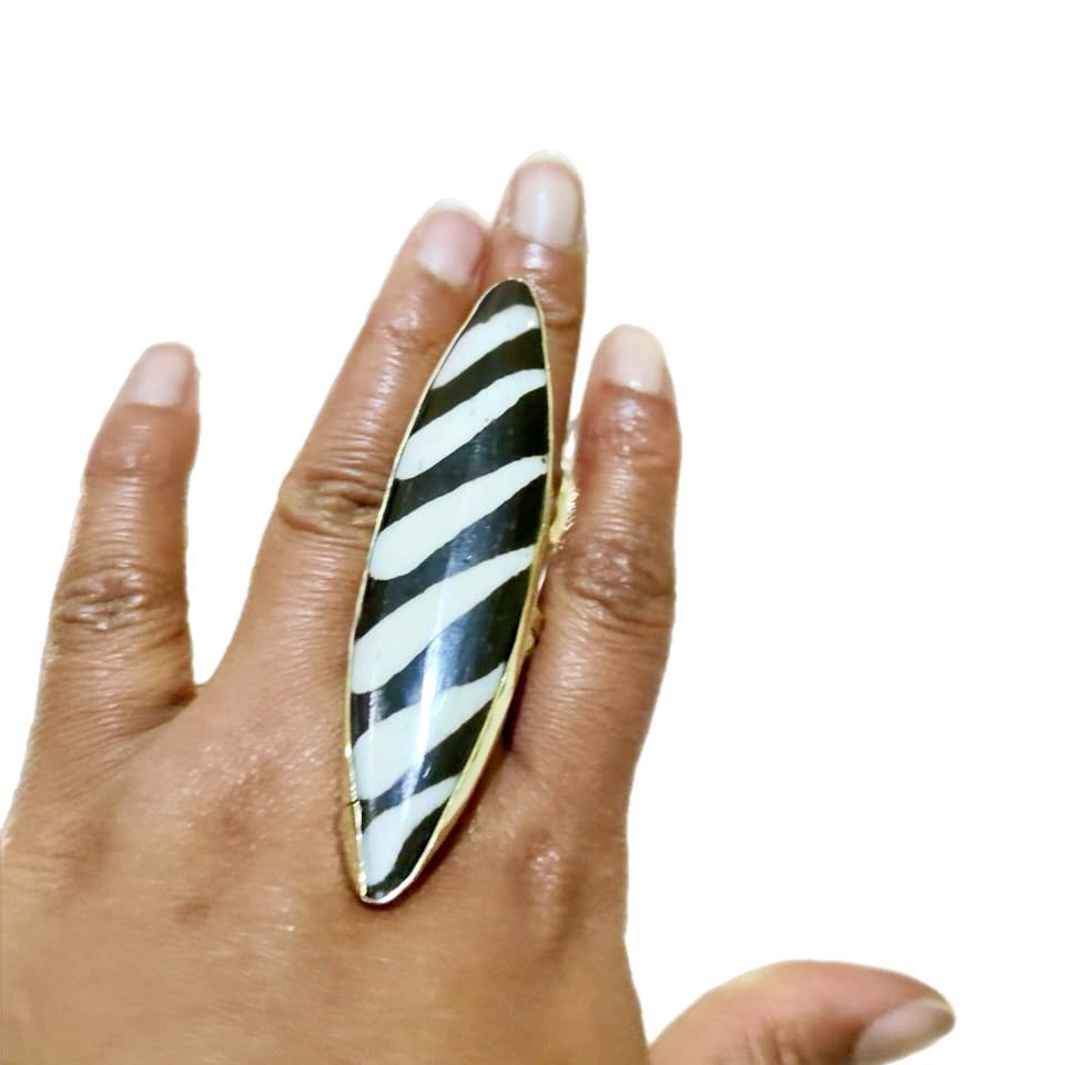 Zebra Trail Adjustable Bone Ring - Trufacebygrace