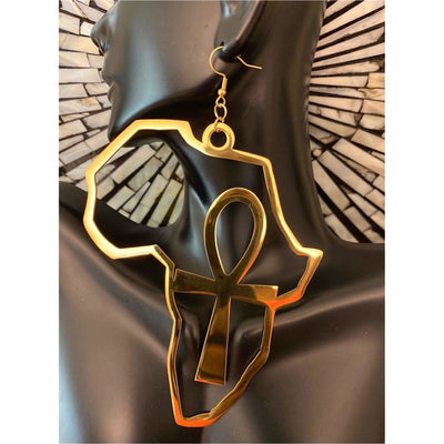 Africa Dangling with Ankh Symbol Earrings - Trufacebygrace