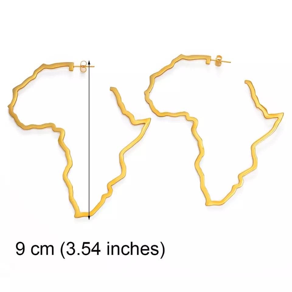Africa Map Earrings Detailed Hoop Earrings - Trufacebygrace
