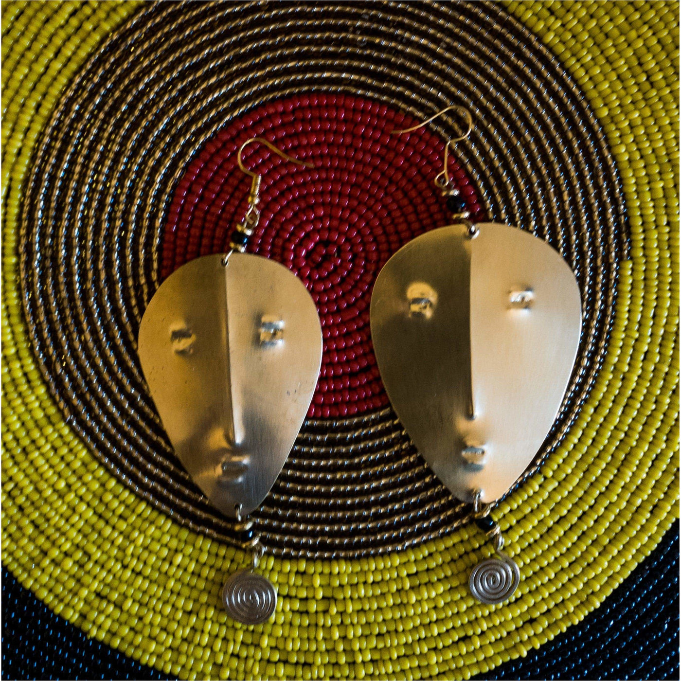 Gold Face Mask brass Earrings - Trufacebygrace