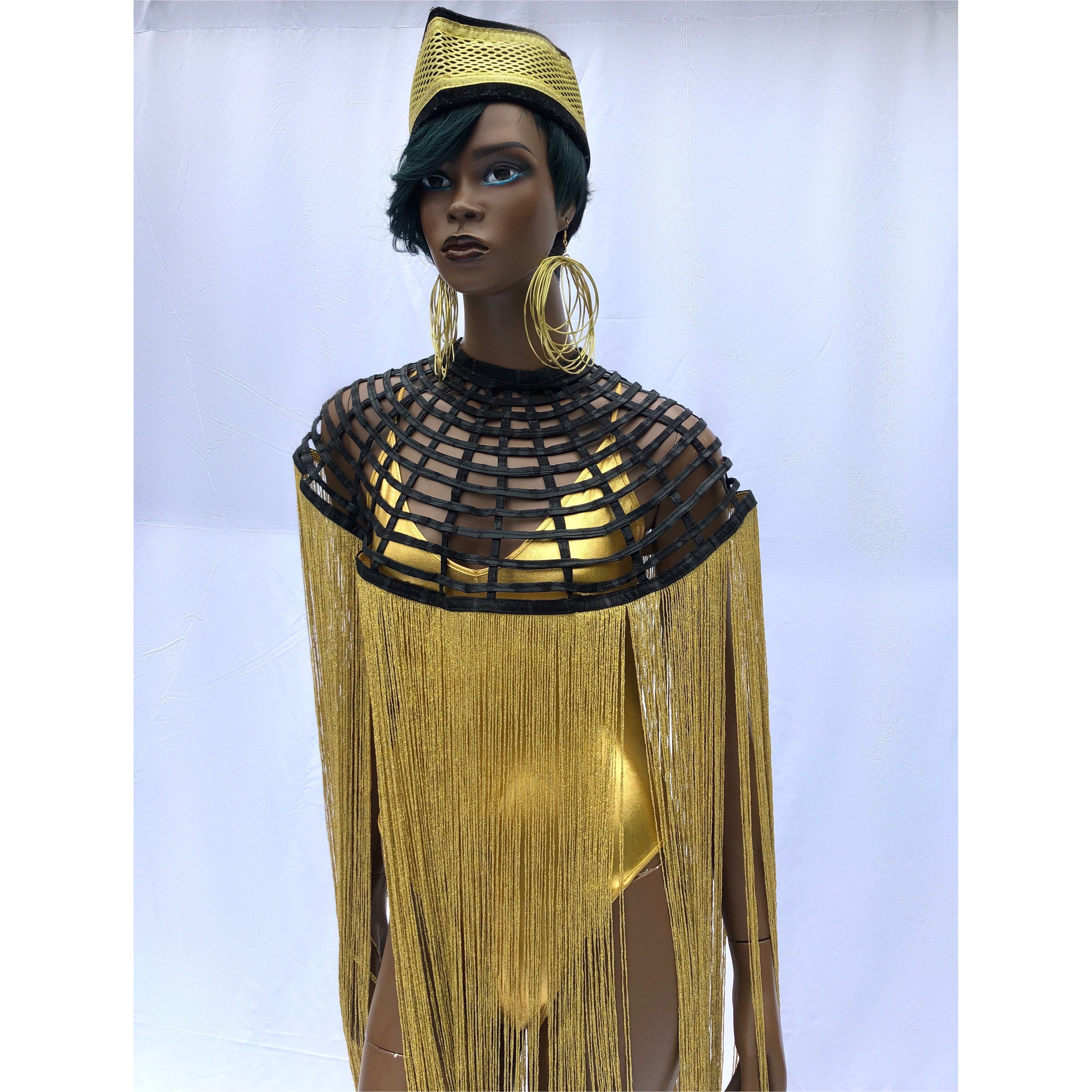 Queen Ankara Laced Long Fringe Cape - Trufacebygrace