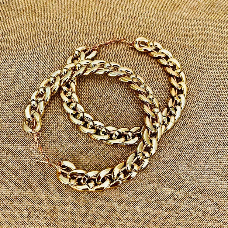 City Girl Cuban Link Chain oversized Hoop Earrings - Trufacebygrace
