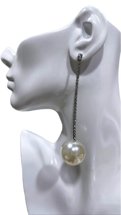 Pearl ball and Rhinestone statement earrings-Not perfect
