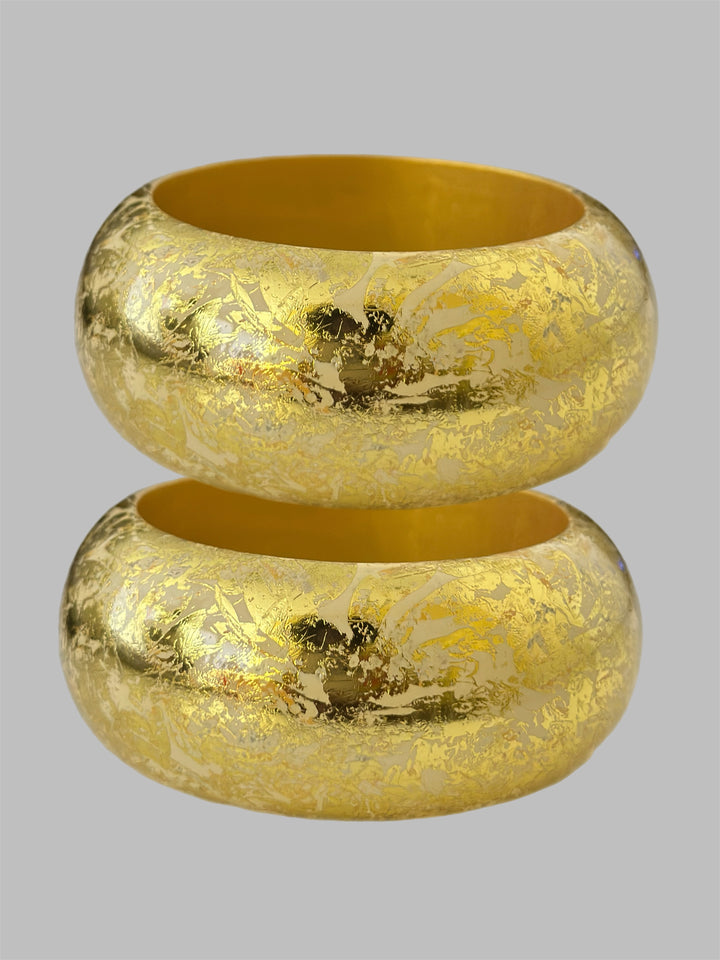 Ayie Wura Gold Foil Chunky Wood Bangle