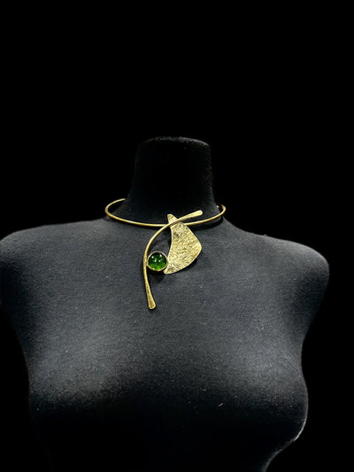 Upinde Triangle Brass with Glass Stone Necklace