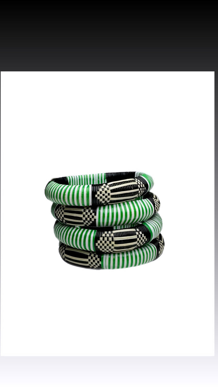 Green Woven Bangle Set