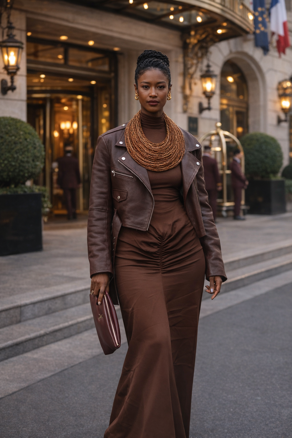 Aziza Genuine leather Multi-strand Statement necklace