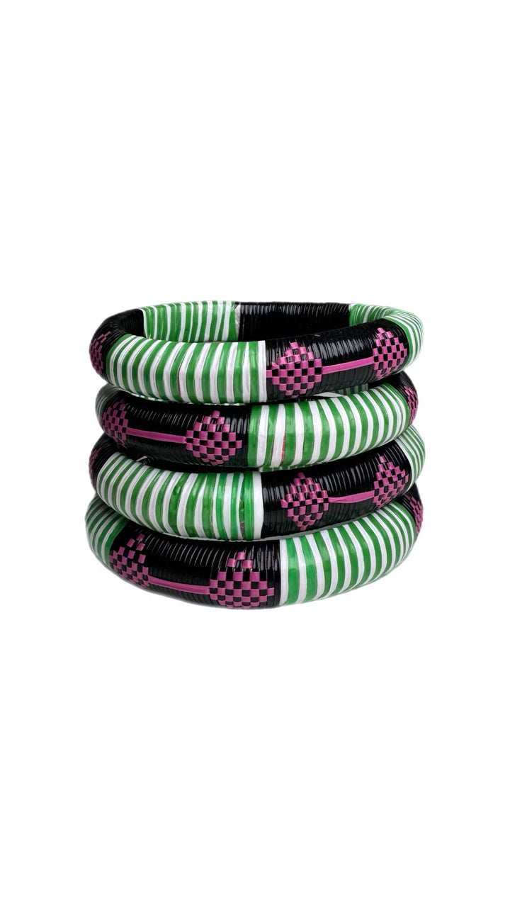 Green Woven Bangle Set