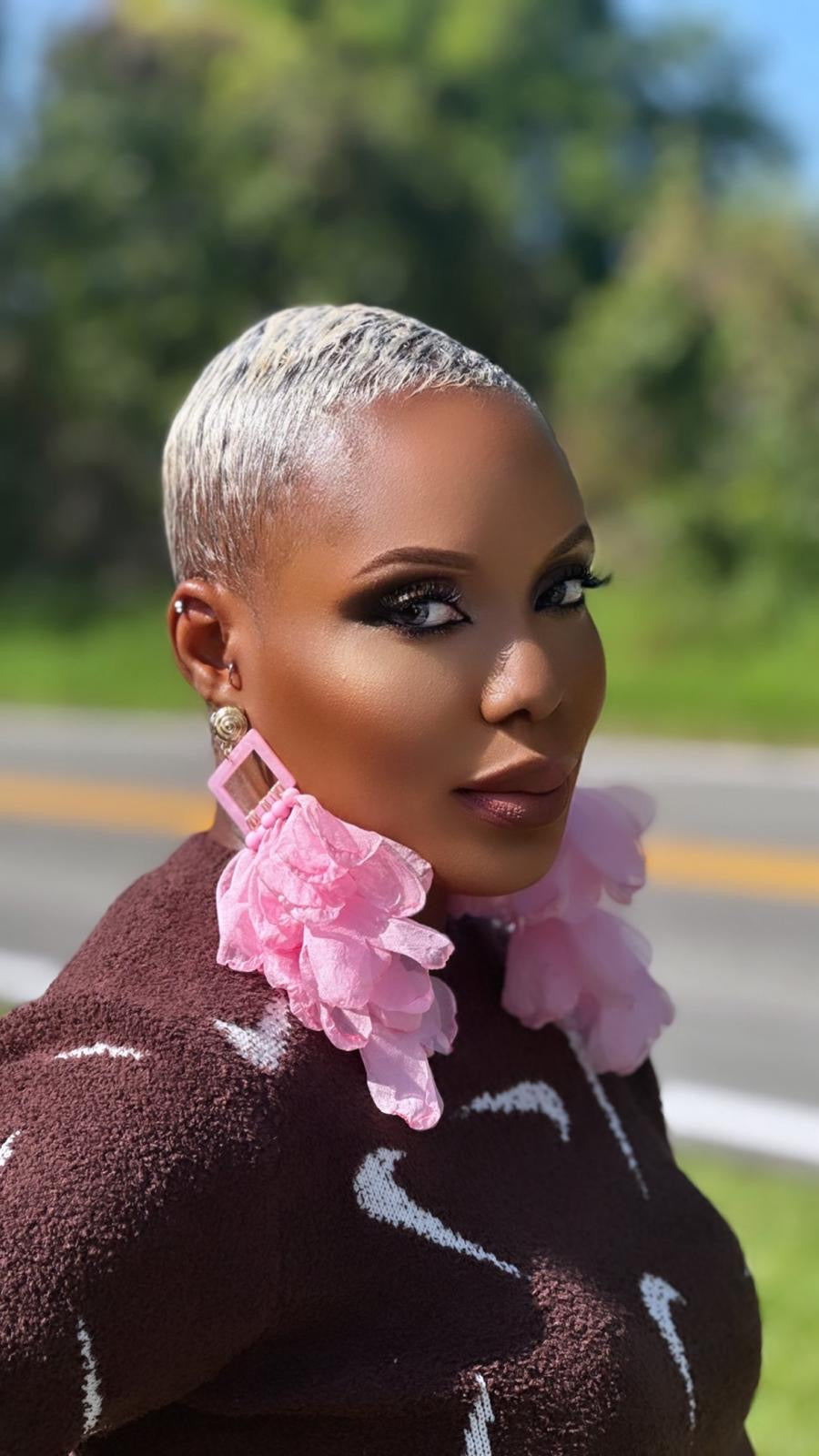 Nonso Square top flower petal earrings - Trufacebygrace