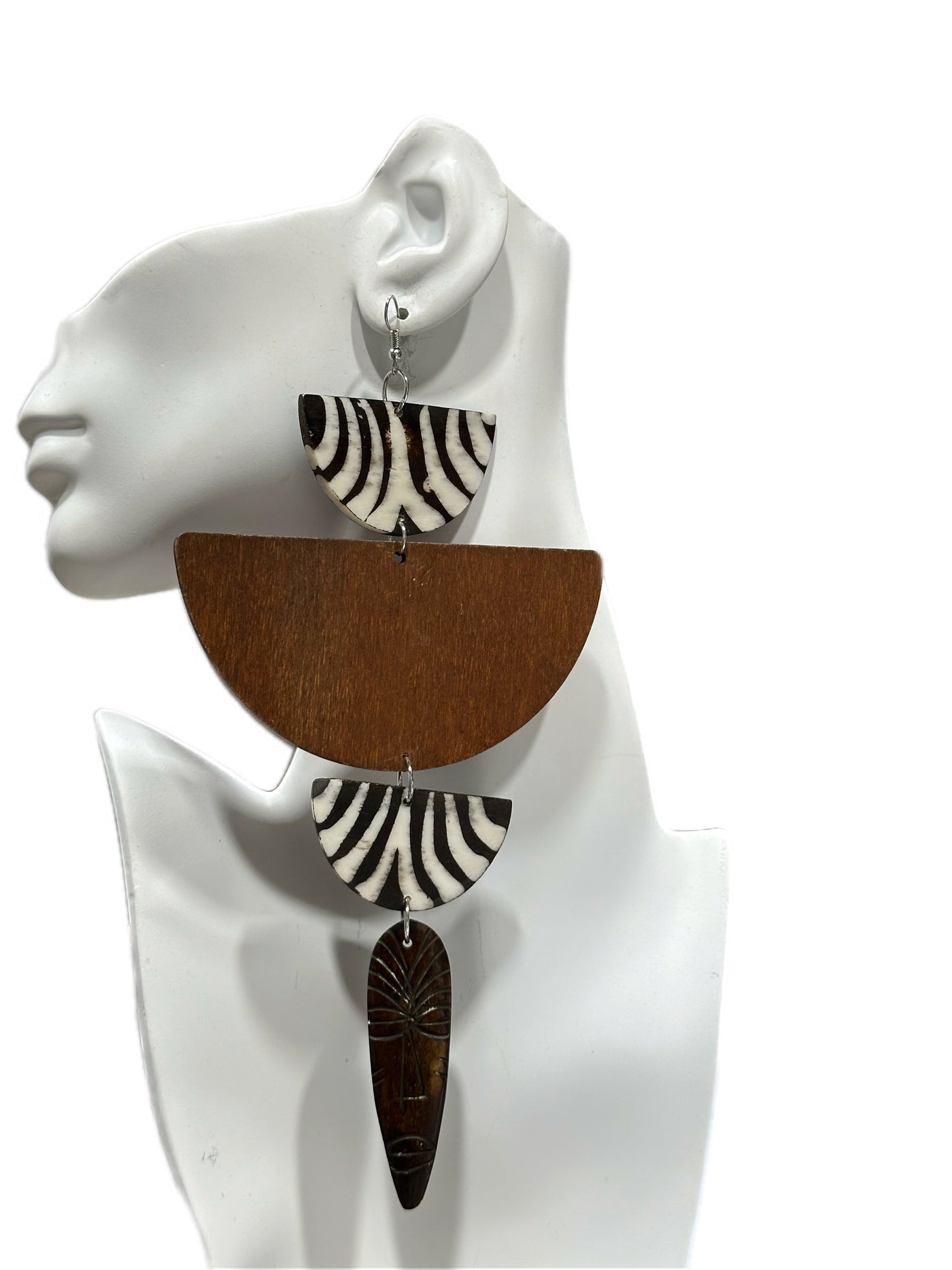 African in my veins horn and wood earrings