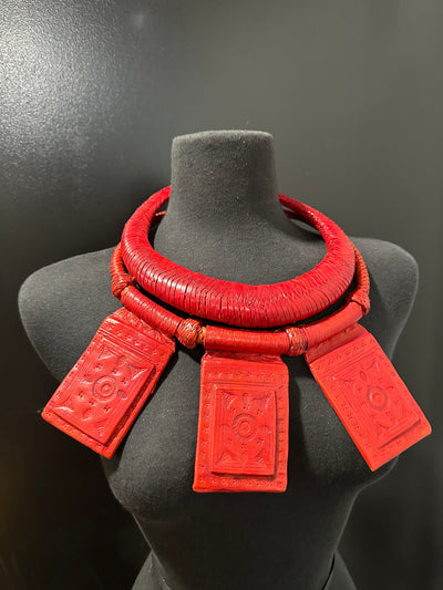 Red Barima leather Necklace