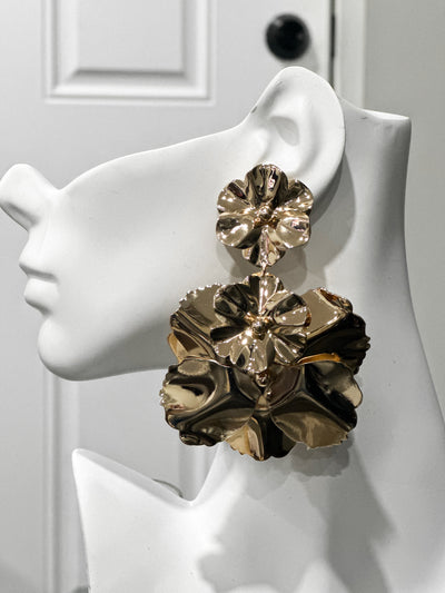 Double flower oversized earrings