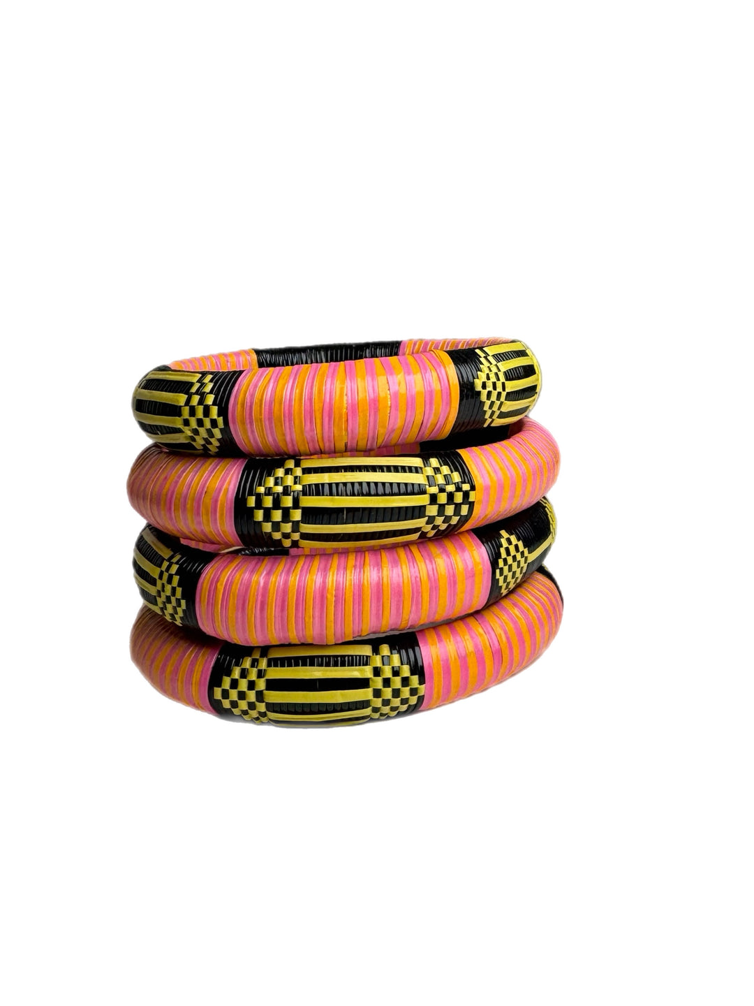 Pink Woven Bangle Set