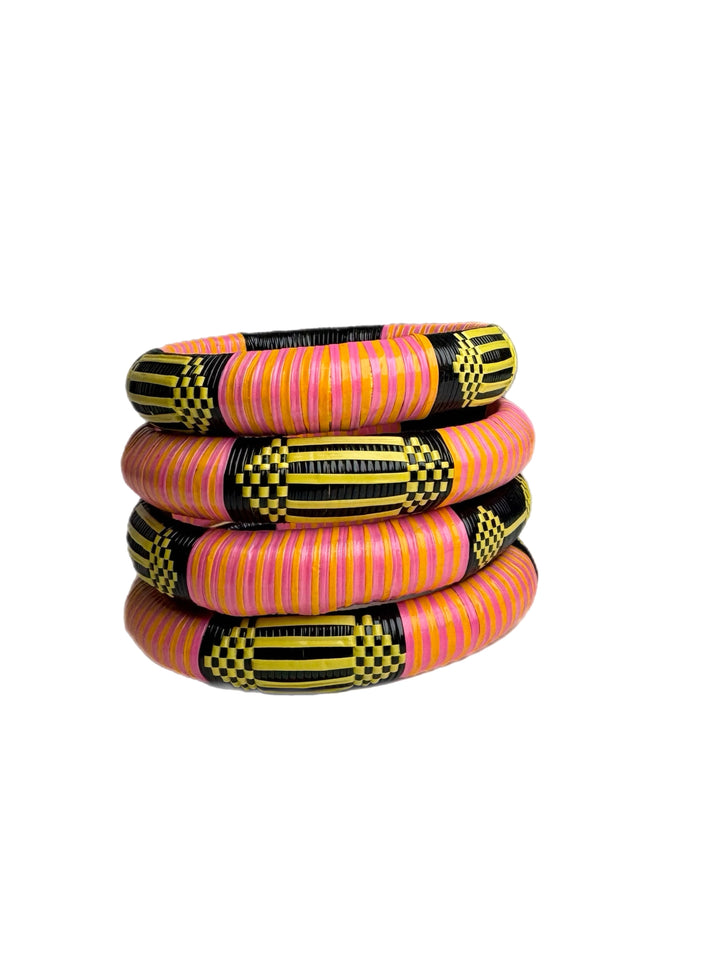 Pink Woven Bangle Set