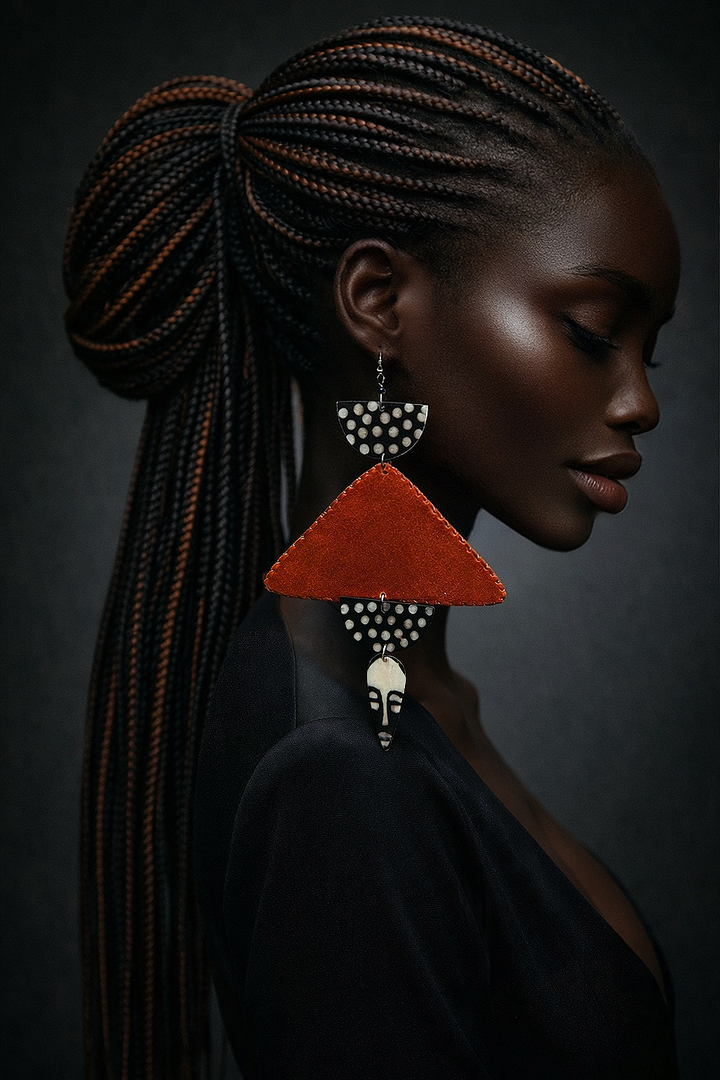 African in my veins horn and wood Earring
