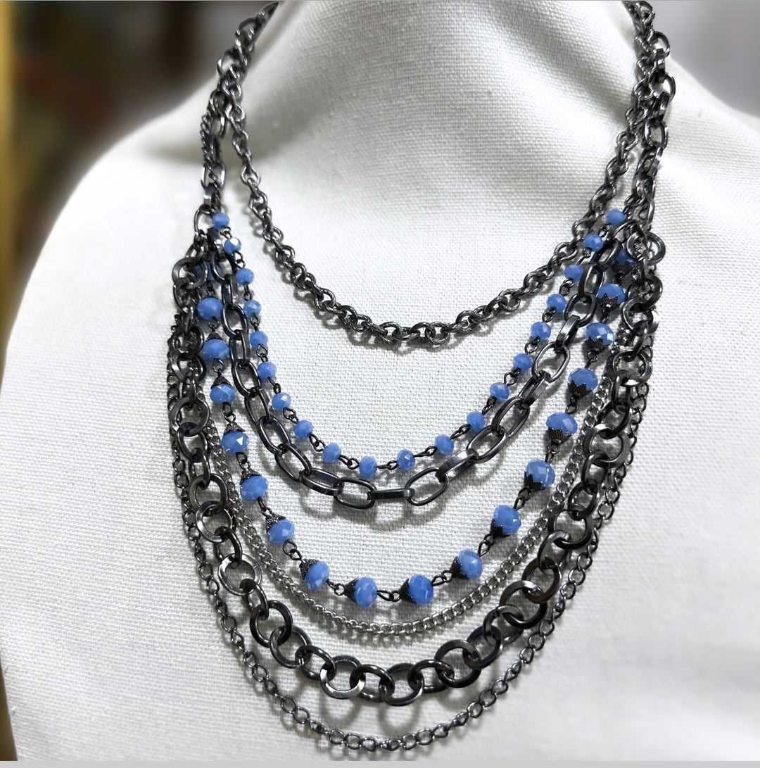 Sample : Blue Voltage Layered Chain Necklace