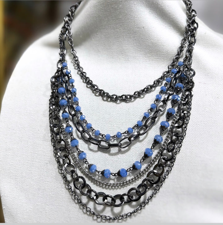 Sample : Blue Voltage Layered Chain Necklace