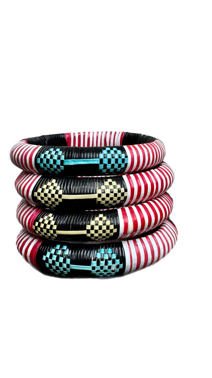 Red Woven Bangle Set