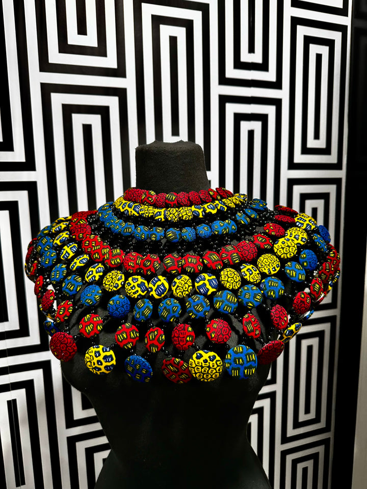 Ankara Button Statement bib Necklace - Trufacebygrace