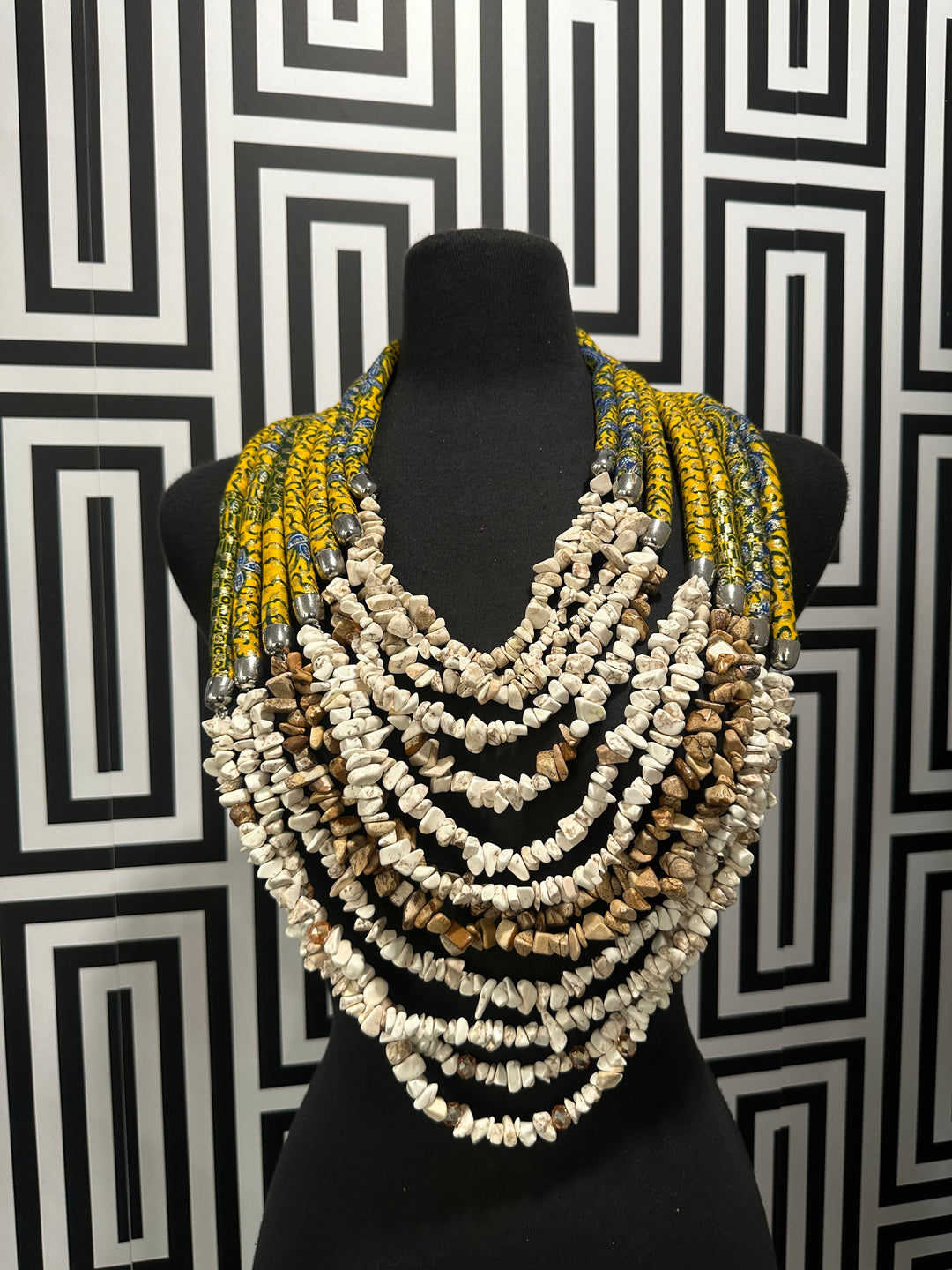 Sample: Aseda Handcrafted fabric and Bead Statement Necklace